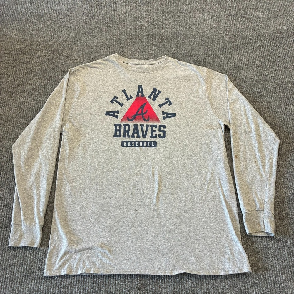 Atlanta Braves Baseball Mens Long Sleeve Shirt XL‎ Gray Genuine Merchandise